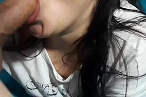 Look At This Beautiful Girl Sucking Cock In Cute Petite Mexican Style Action.
