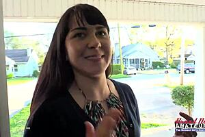 Hey busty brunette coed Victoria sucks that boner and gets banged hard