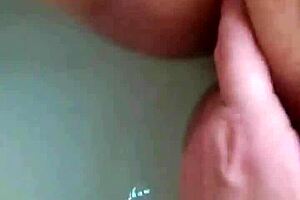 Milf bathtub pussy play step mom sucks step sons cock deep & get on top of him & get cum over her boobs