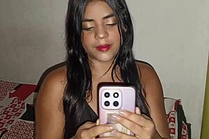 Why does this beautiful Colombian brunette send vagina pics to her boyfriend before he comes to fuck her?