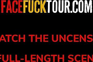 Skinny redhead teen 18+ deep throated rough upside down by big white cock in intense domination face fucking 😱🍆