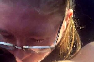 Big tits bbw deepthroats swallows my cum break