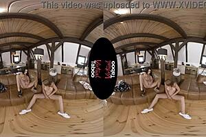 Virtual taboo - home is where busty brunette touches shaved pussy and big tits!