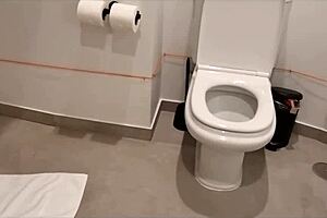 My girlfriend is taking a bath and I got caught filming but she actually likes it