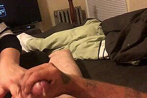 girlfriend strokes cock pov till massive cumshot explosion