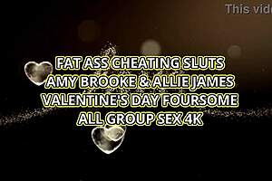 Valentine's 4some: Allie James' Big Tits and Ass Pounded POV