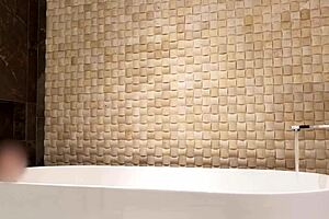 skinny japanese babe bathes in luxury hotel shower