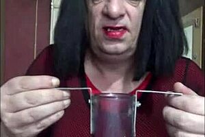 shy bisexual crossdresser stretches himself wide open