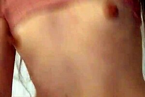 Russian brunette tiny tits dildo ride finger suck cum mouth skirt