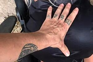 hot latina gifts hubby blonde stepdaughter sex doll for public outdoor anal toy orgasm