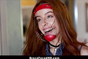 Oops braces stuck but boyfriend fucks my tight teen pussy anyway!