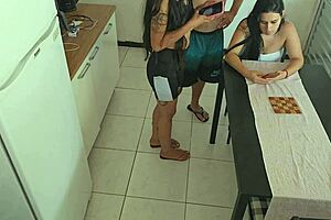 Risky sex as friend fucks brunette wife's big cock deepthroat