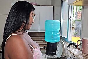 Rabuda's Juicy Ass Duties Performed Hard in Kitchen! Monster Cock Stretches Pussy Wide Open