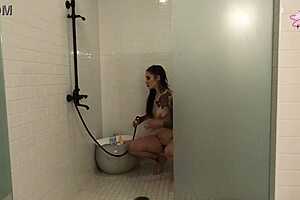 Bold shower jerk off shakes big ass tight pussy hairy