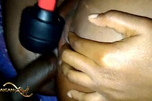 brunette teen amateur crams toys in ass before monster black cock pounding