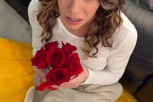 Milf wife braces gleam during surprise freeuse cumshot facials.