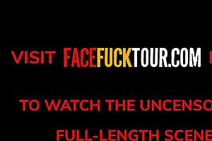 busty teen blonde nympho gags on massive cock deepthroat