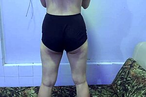 🎄 christmas wife shakes natural fat ass in bed workout thong! 🍑💦