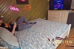 belle-mere tempts beau-fils during pac-man then he fills her pussy