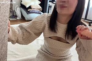 Clear-Skinned Beauty Endures Gang Handjob and Double Blowjob Cumshot Overload!