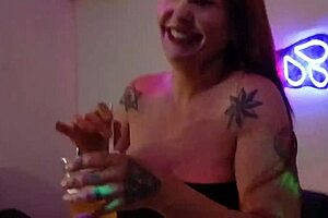 Gloryhole fuck leaves redhead pussy creampie stuffed