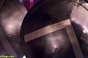 Skinny Euro Babe Deepthroats Monster Cock on Rough Public Stage Bang