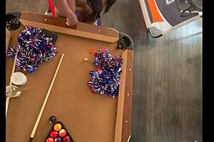 hey, that cheerleader's riding big black cock at the pool