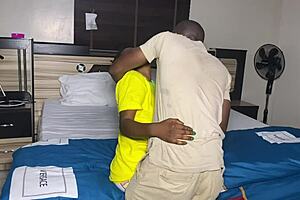 Uncle bends wifey friend over for pussy pounding and facial cumshot