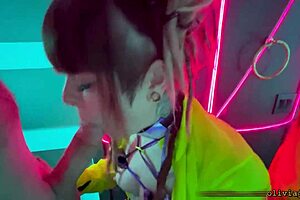 What Happens When a Goth Redhead Gives Sloppy Deepthroat in Rave Bathroom?