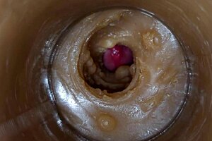 precum squirts deep in oiled pussy toy extreme 4k closeup