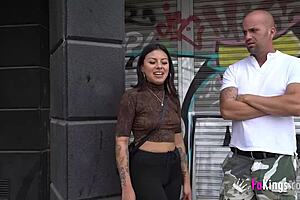 public brunette anty bends over train tracks for epic blowjob and cowgirl ride