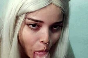 wellington loses control deepthroating blonde witch's mouth at halloween