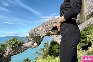 Watch This Cute Blonde Slut Deepthroat Monster Cock Before Outdoor Beach Facial!