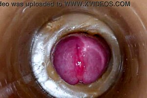 whoa huge sperm load blasts deep into that pussy toy asmr close-up creampie explosion