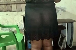 crente housewife in see-through nightie no panties for fat bbw tease