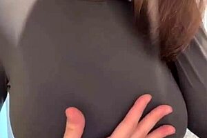 stepmom caresses milky tits till she cums hard