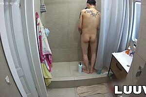 Couples sneaky shower flashing plan caught on cam