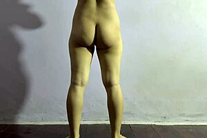 Sexy amateur teen's fine curvy ass workout at home photoshoot