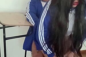 Real friends fuck in empty classroom while she rides his cock thinking voyeur records petite 18yo latina