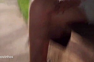 Dude risks jerking off to hot redhead at the bus stop.