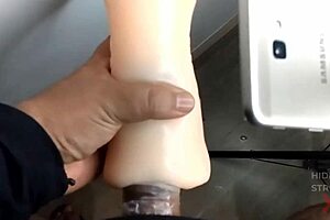 condom snaps during intense dildo masturbation cumshot explosion 🔥💦