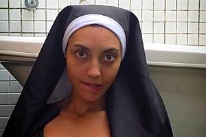 this latina teen with huge pussy lips squirts hard on monster vibrator