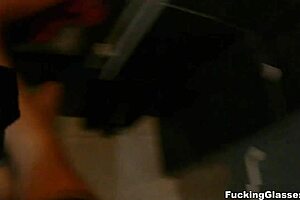 Glasses teen cums hard in public restroom—wanna join the blowjob ride?