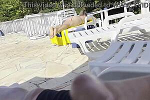 i jerked off by pool until milf helped cum