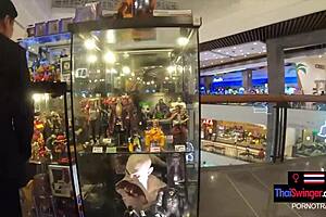 thai teen sucks boyfriend's monster cock after bowling game pov