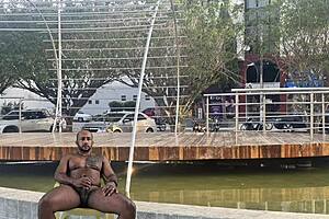 showing off my huge brazilian cock in public parks
