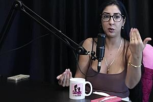 Swingers romp seaside Renatinha Melo bares sheer red lingerie tease