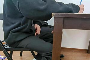 redhead teen trades exam a for creampie in fishnets pantyhose