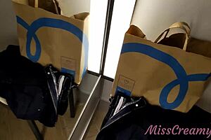 pulling out cock for young girl in dressing room 😏 she jerks me off till cum 💦 - dick flash misscreamy