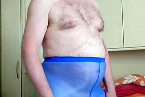 spass in blue legging feet fetish barefoot massage toes